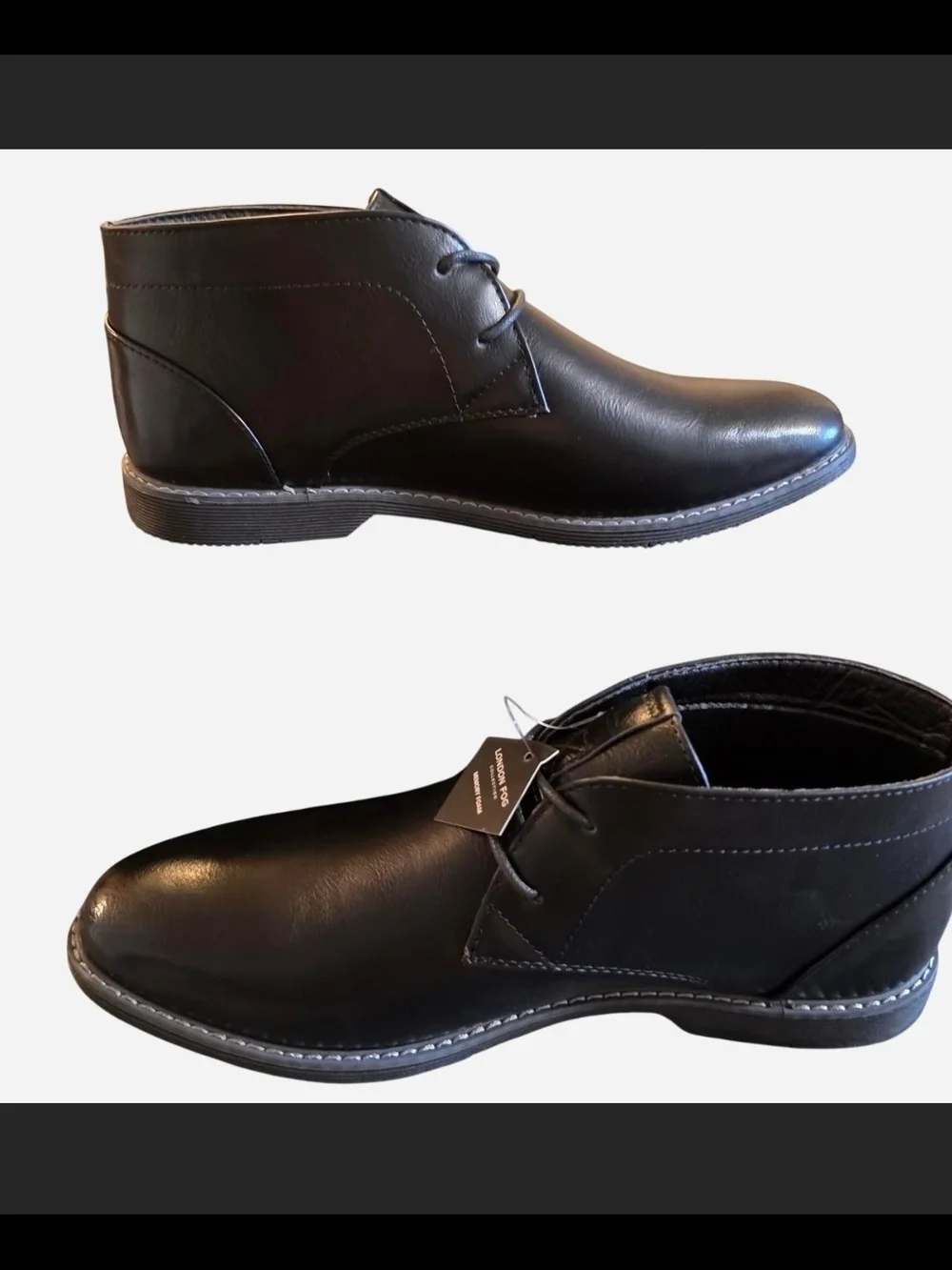 London Fog Men's Black Leather Chukka Boots